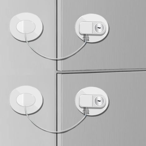 Verrou de sécurité pour réfrigérateur, lot de 2 unités, avec clé, pour installation dans un meuble, pour un usage domestique et quotidien.-AquaForge (1/5)