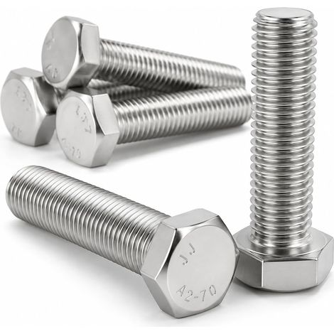 Vis Hexagonales Inox 304 M10 x 80 mm Lot de 8 A2 V2A DIN 933 (1/5)