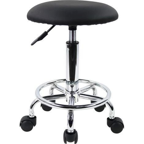Tabouret à roulettes de Bureau Tabouret de Bar réglable en Hauteur 49-64cm en Cuir synthétique (1/5)