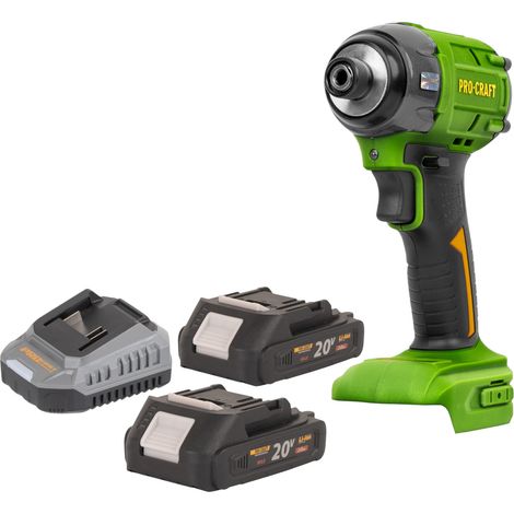 Atornillador de impacto con batería Procraft PS22bb 20 V 230 Nm 1/2" sin escobillas + 2 baterías de 2,0 Ah + cargador