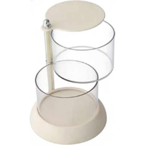 Boîte Rangement Éponges Maquillage 2 Niveaux PET Clair Rond Rotatif – Organisateur Blender Container Poudre Puff Cotons, Blanc (1/5)
