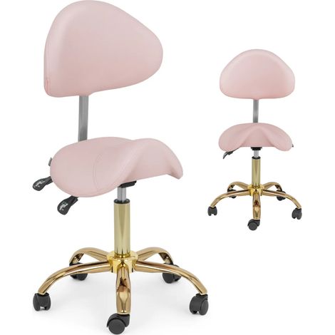 Taburete de estética - 51 - 65 cm - 150 kg - rosa pálido/dorado (1/5)
