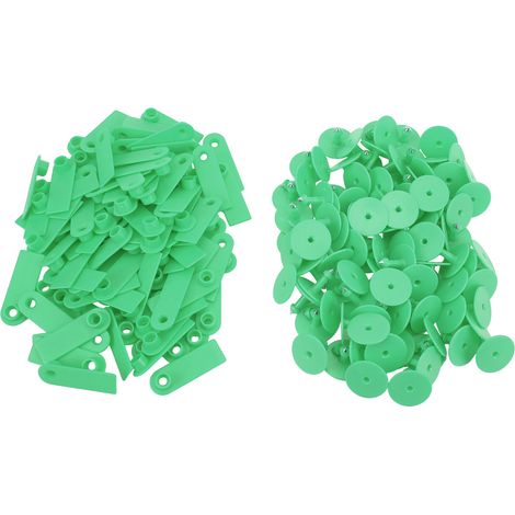 100 pièces étiquettes d'oreille vierges pour animaux chèvre mouton cochon bétail TPU pour animaux de ferme sans lettres, vert (1/5)
