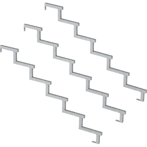 3er Set Stahl Treppenwange 6 Stufen - Option für Setzstufen-Höhe 102cm
