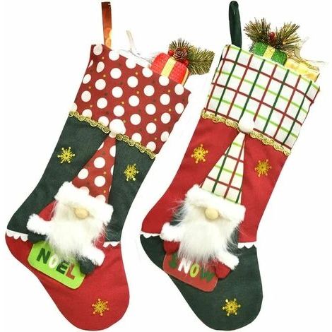 Lot de 2 chaussettes de Noël suédoises en 3D, 50 cm. Chaussettes de Noël en peluche personnalisées à suspendre à la maison. (1/5)