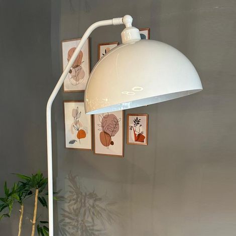 Lampadaire Helvik Métal Moderne E27 Largeur 37 cm Abat-jour Réglable Tablette Variateur (1/4)