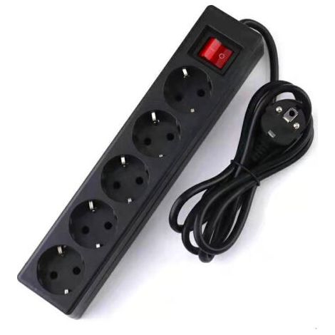 Bloc multiprises 5 Prises Interrupteur lumineux (câble 1,5m) - noir