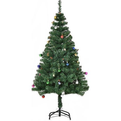 Sapin de Noël artificiel de 150 cm avec 420 branches, décorations, pommes de pin, décoration intérieure de Noël, vert (1/5)