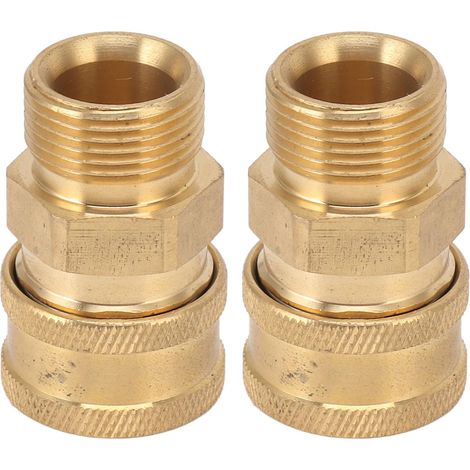 Raccord NPT femelle-mâle (2 pièces) en cuivre pur M22, adaptateur pour nettoyeur haute pression, 3/8 pouce (1/5)