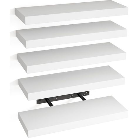 Estantes flotantes para pared, estantes blancos de 15,7 pulgadas, estante de pared con soporte invisible para baño, sala de estar, dormitorio, cocina, decoración de oficina (paquete de 5) (1/5)
