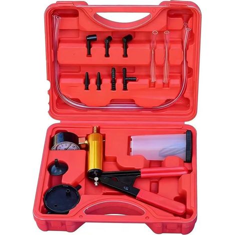Kit de Purgeur de Freins Manuel avec Pompe à Vide 2-en-1 Testeur de Pression et Purgeur de Liquide de Frein avec Manomètre Extracteur d'Huile pour Entretien et Réparation Automobile. (1/5)