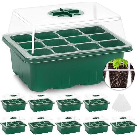 Plateaux de semis, lot de 10, 120 alvéoles, réutilisables, avec couvercles, pour jeunes plants. Plateau de propagation.