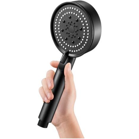 Pommeau de douche haute pression, économie d'eau, 5 modes réglables, pour salle de bain (noir)