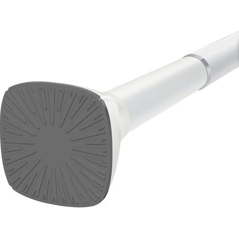 Tringle télescopique sans perçage, ne rouille jamais, réglable, pour vêtements, rideau de douche, rideau à pince, extensible, à ressort, 79-114 cm, Blanc (1/5)