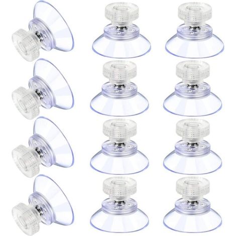12 Grandes Ventouses Ventouses en Plastique Ventouse Anti-Collision Transparente en Caoutchouc Vis Écrou en Métal Ventouse Solide (25M5-6)