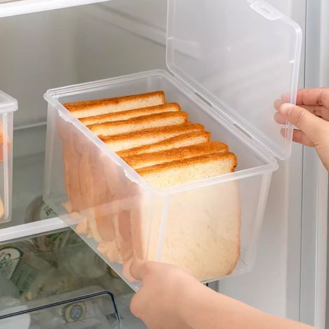 Boîte À Pain - Récipient De Stockage En Plastique Transparent Avec Couvercle Étanche - Pour Baguettes, Pains Complets, Gâteaux Et Produits Frais - 1 Pièce (1/5)