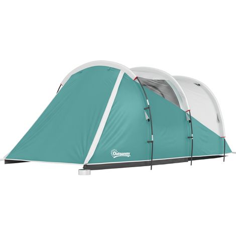 Tente de Camping 3 Places Imperméable en Tunnel avec Sac de Transport, 460x260x190 cm, Vert (1/5)