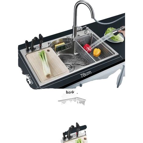 Évier de cuisine, en acier inoxydable, design sous plan, B SET (1/2)