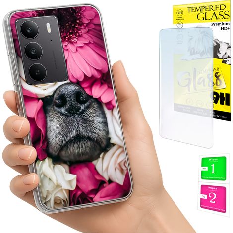 Funda para Realme C75 / 14X 5G con foto, cubierta trasera con diseño de perro y cristal 9H. (1/5)
