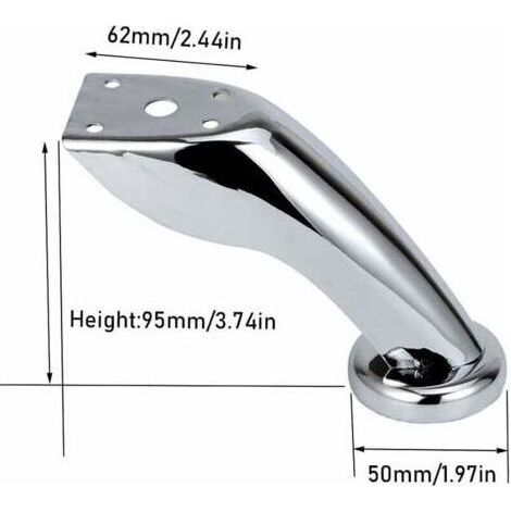 4 Pièces Pieds de Meubles, Pieds Canapé Épais Acier Inoxydable, Pieds Chromé, Meubles Armoire Lit Canapé Pieds, pour Canapés, Chaises, Tabourets, Armoires (1/4)