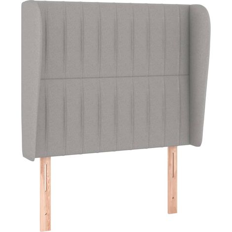 Testiera letto complemento arredo camera con bordo laterale 93 x 23 x 118/128 cm tessuto grigio chiaro TDL0205091