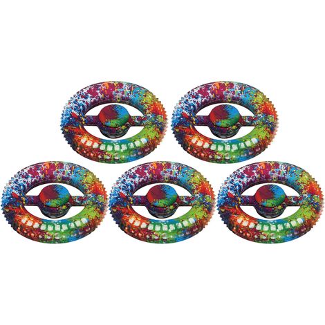 Lot de 5 anneaux de grip ronds en silicone imprimé, jouet anti-stress pour doigts, rééducation à domicile, peinture à l'huile (1/5)
