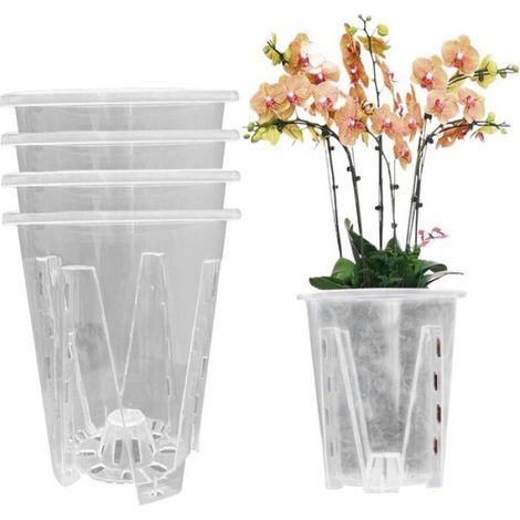 Pot Orchidée - Transparent Avec Trous De Drainage Latéraux Et Fond - Pour Orchidées Phalaenopsis Et Plantes Grasses - Lot De 5 (1/5)
