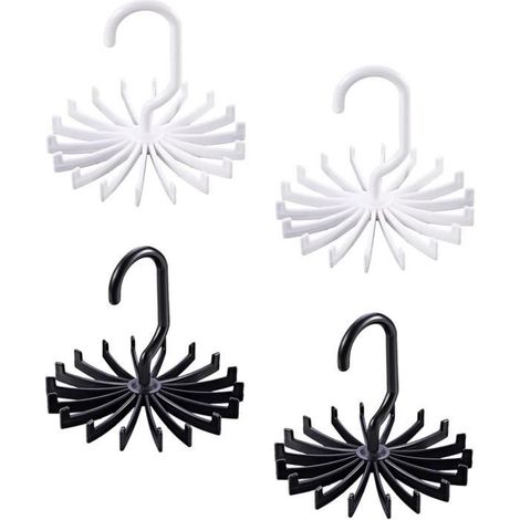 Porte Cravates - Non spécifié - 4 Pcs - Rotatif 360° - 20 Crochets - Noir/Blanc (1/4)