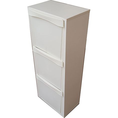 MOBILE RACCOLTA DIFFERENZIATA LEGNO PATTUMIERA ESTRAIBILE 3 VANI BIANCO CUCINA (1/3)