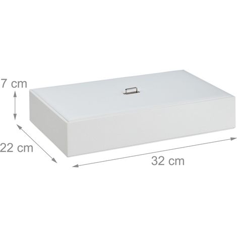 Boîte à bijoux design moderne rangement structuré 7 x 32 x 22 cm en MDF noir (1/2)