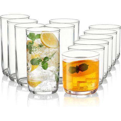 Old Fashioned Whiskey Glasses Set of 12, 6 Clear PET Plastic Highball Glasses 420ml (1/5)