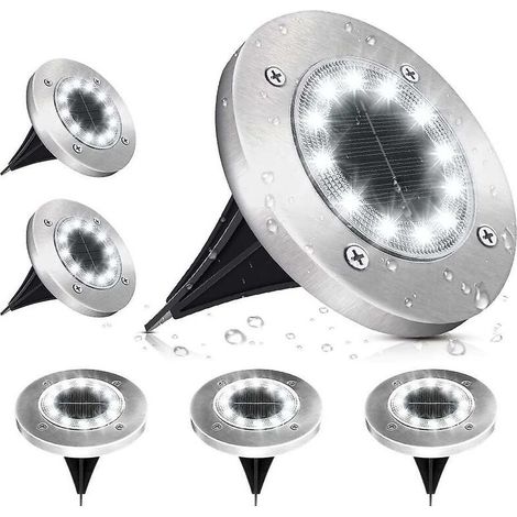 [NEVER USED] Pack Solar Lights Outdoor, 12 LED Solar Lights, 6000K Cool White, IP65 Waterproof, LED Recessed Outdoor Spotlight for Outdoor Garden Patio Lawn Yard.
