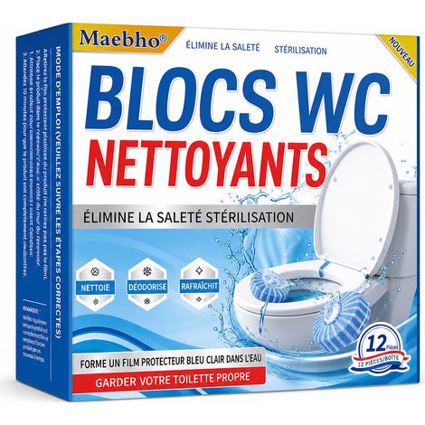 Blocs WC 12 Pièces Nettoyants pour Cuvette Parfum Frais Bleu (1/5)