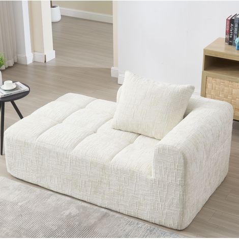 Sofá chaise longue chenilla con bolsillos 158 cm OKMYHOME (1/5)