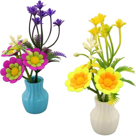 Lot de 2 plantes aquatiques artificielles aux couleurs fluorescentes vives, en résine et silicone, style vase, pour aquarium, pour la décoration. (1/5)
