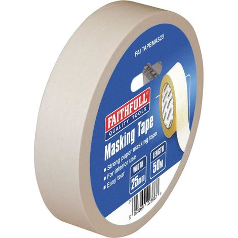 Faithfull 00522550TB Masking Tape 25mm x 50m FAITAPEMAS25