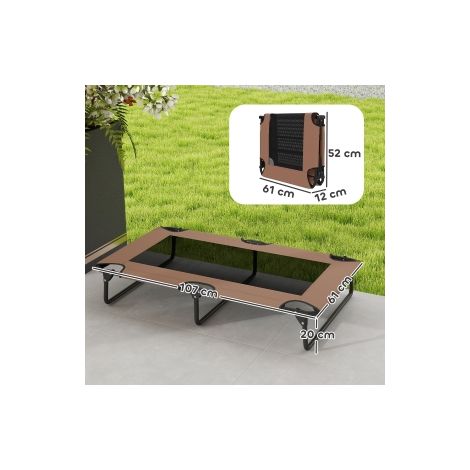 Lit surélevé pour grand chien marron café avec toile en maille respirante, pliable et portable, pour jardin, terrasse et camping (1/5)