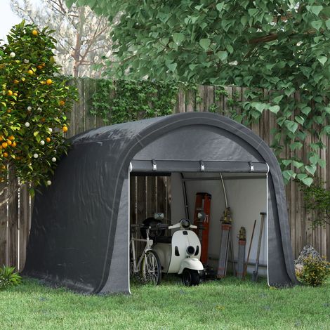Tenda deposito da giardino 300x300x235 cm grigia in acciaio con doppia porta avvolgibile (1/5)