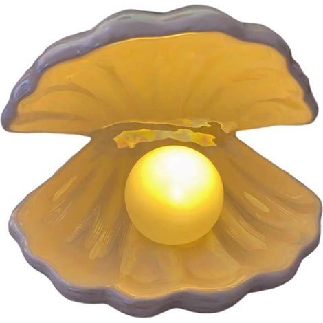 Shell Pearl Lamp Style Européen Lumières Perle En Céramique Figure Table Top Ocean Lampe Ornement pour Pépinière Chambre Salon Blanc (1/5)