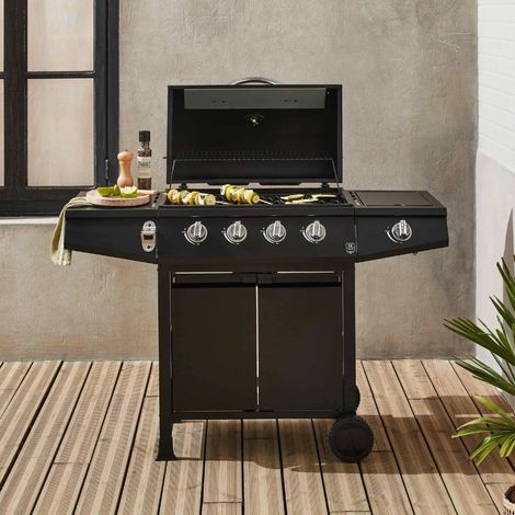 Barbecue a gas 4 bruciatori in acciaio fornello laterale e apribottiglie integrato MEDIUM (1/5)