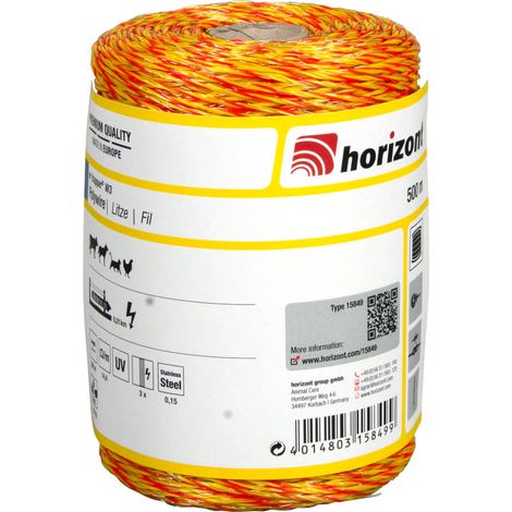 Horizont – Fil TRAPPER W3 500m – Conducteurs mixtes cuivre et acier inoxydable – Résistance linéique 14,4 Ohm/m – Protection UV pour longévité