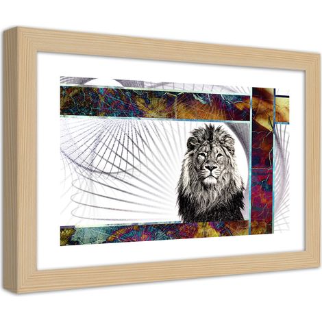 Quadro con cornice, Leone maestoso - 45x30 (1/5)