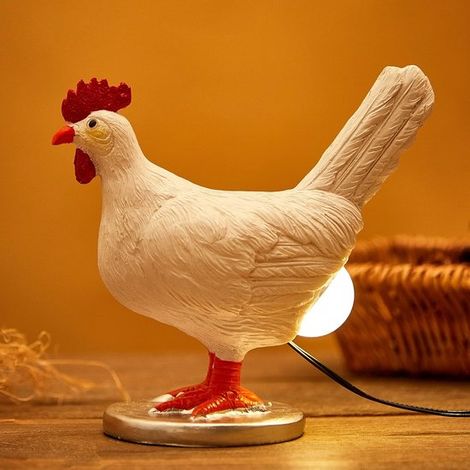 Lámpara de noche realista con forma de huevo de resina, Lámpara decorativa luminosa con forma de huevo, Solución de iluminación, Blanco (1/5)