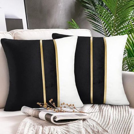 Housse de Coussin en Cuir Doré 45x45cm, Élégante et Moderne pour Canapé et Lit, Décoration Luxueuse Lot de 2 (1/3)