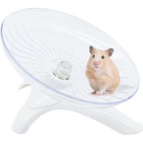 Roue d'exercice silencieuse en forme de soucoupe volante pour hamsters, gerbilles, hérissons et autres petits animaux de compagnie (blanche)