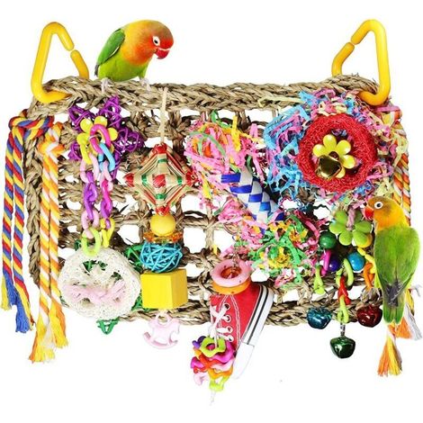 Vogelspielzeug, Wellensittich-Kauartikel, Kaufutter, Papageienspielzeug, Vogelfutter, Kletterwand und Wellensittichfutter, für kleine und mittelgroße Vögel (B)