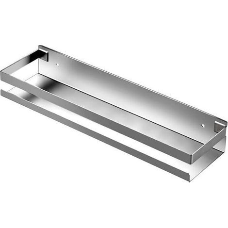 Étagère à épices murale, étagère de rangement de cuisine en acier inoxydable, étagère de rangement suspendue, support d'assaisonnement en acier brossé (blanc 50 cm) (1/3)