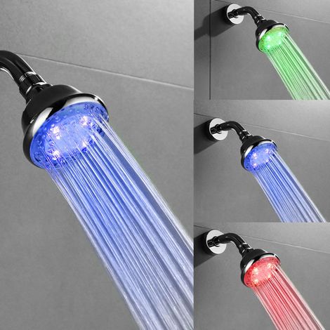 Soffione doccia a LED, soffione doccia a LED con luce lampeggiante a 7 colori che cambia automaticamente, soffione doccia a pioggia cromato di lusso ad alta pressione, regolabile a 360°, adatto a bamb (1/5)