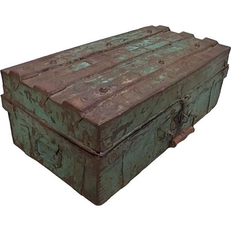 Maleta de metal acabado artesanal marrón 67x37x25h cm