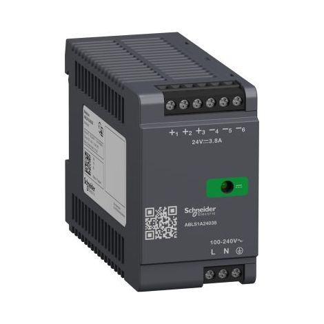 Alimentation monophasée régulée MODICON 24 V 3,8 A avec protection contre les surcharges